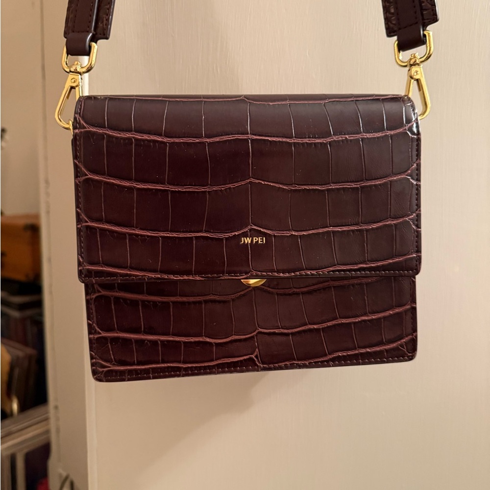 JW PEI Brown Croc-Embossed Bag
